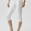 16" High-Waist Airbrush-Capri – Weiß