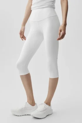 16" High-Waist Airbrush-Capri – Weiß