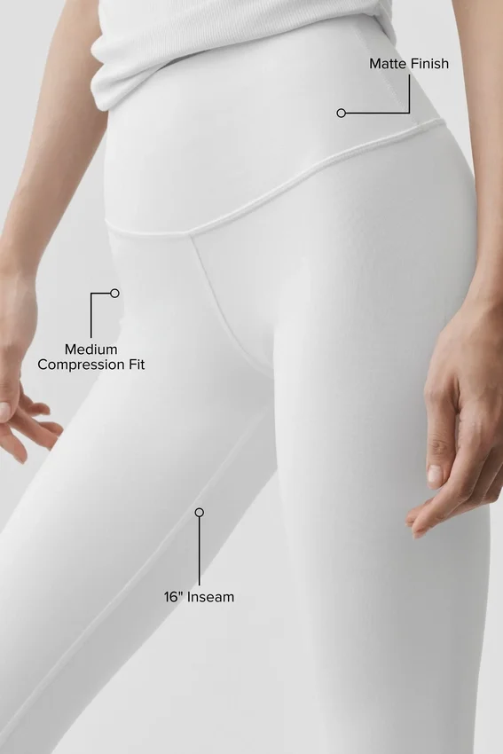 16" High-Waist Airbrush-Capri – Weiß