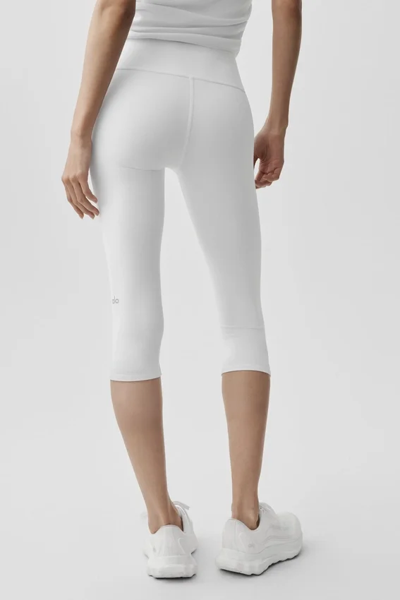 16" High-Waist Airbrush-Capri – Weiß