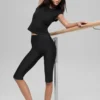 16'' High-Waist Airlift-Capri – Schwarz