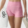 3" Airlift Gingham High-Waist Sleek Short – Paradise Pink Gingham
