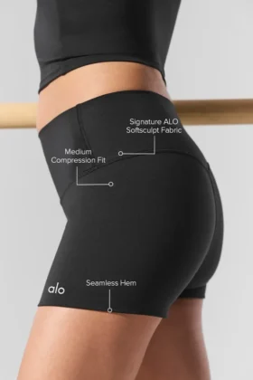 3″ Alo Softsculpt High-Waist Precision Shorts – Schwarz