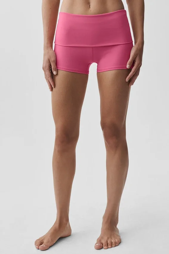 3" Alo Softsculpt Low-Rise-Shorts mit umgeschlagenem Bund – Paradise Pink
