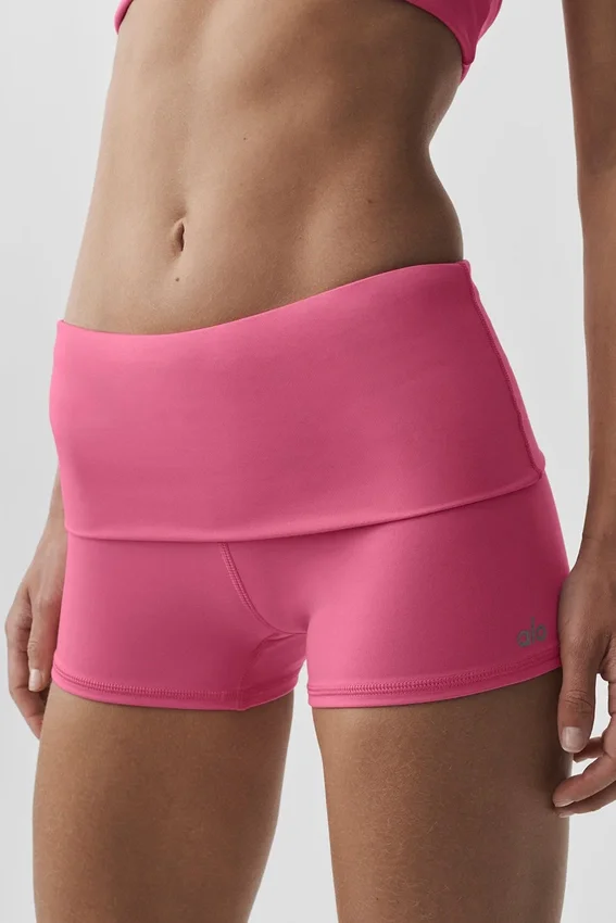 3" Alo Softsculpt Low-Rise-Shorts mit umgeschlagenem Bund – Paradise Pink