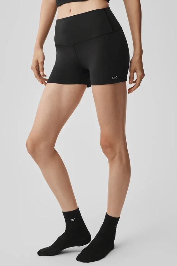 3" High-Waist Alosoft Carefree Shorts – Schwarz