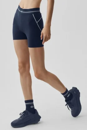 4" Airbrush High-Waist Heart Throb Shorts – Navy/Weiß