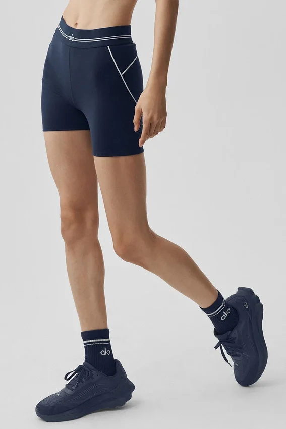 4" Airbrush High-Waist Heart Throb Shorts – Navy/Weiß
