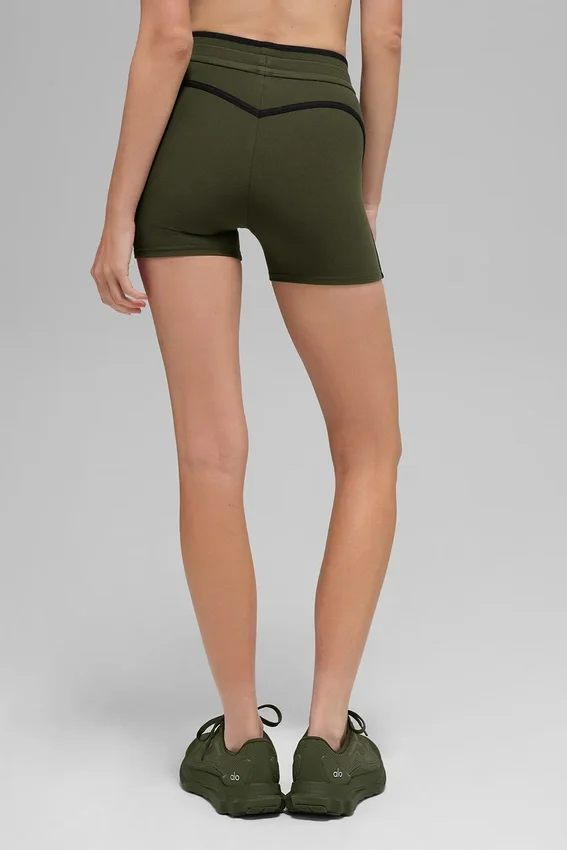 4" High-Waist Airbrush Race Pace Short – Olivgrün/Schwarz