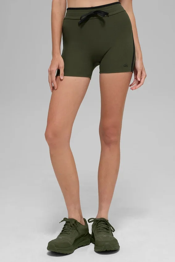 4" High-Waist Airbrush Race Pace Short – Olivgrün/Schwarz