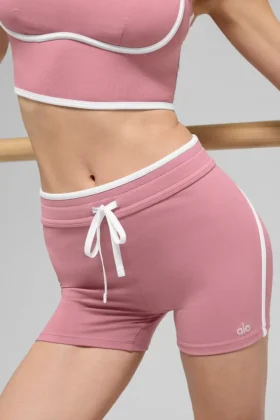 4″ High-Waist Airbrush Race Pace Shorts – Pink Wild Rose/Weiß