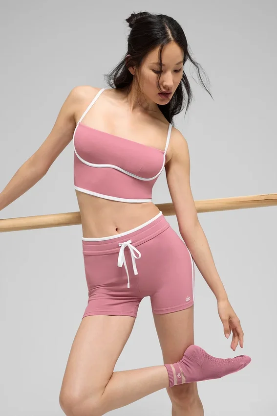 4" High-Waist Airbrush Race Pace Shorts – Pink Wild Rose/Weiß