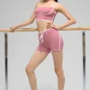 4" High-Waist Airbrush Race Pace Shorts – Pink Wild Rose/Weiß