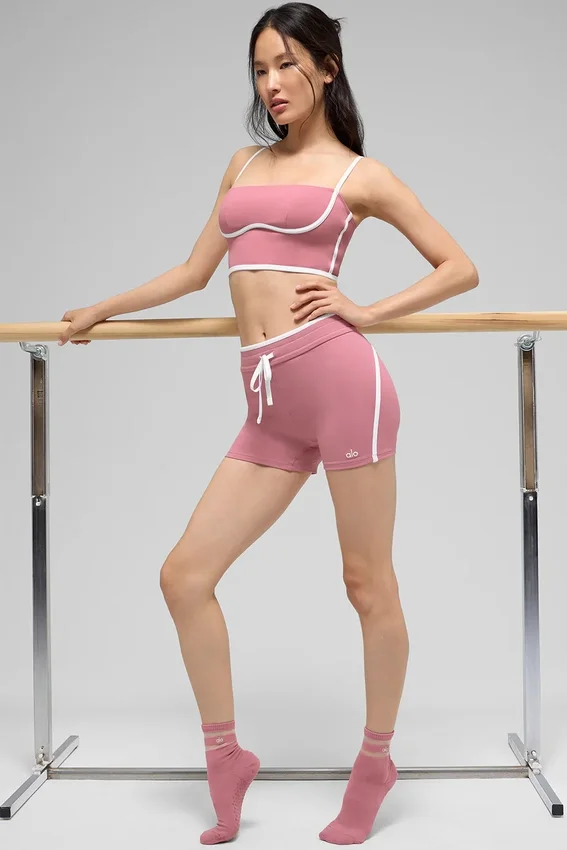 4" High-Waist Airbrush Race Pace Shorts – Pink Wild Rose/Weiß