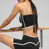 4" High-Waist Airbrush-Shorts im Race-Pace-Stil – Schwarz/Weiß