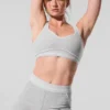 4“ High-Waist Alosoft Heart Throb Shorts – Athletic Heather Grey/Weiß