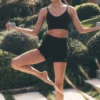 4" nahtlose, gerippte Modal-High-Waist-Shorts – Schwarz