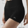 4" nahtlose, gerippte Modal-High-Waist-Shorts – Schwarz