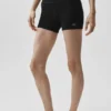 4" nahtlose, gerippte Modal-High-Waist-Shorts – Schwarz