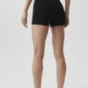 4" nahtlose, gerippte Modal-High-Waist-Shorts – Schwarz