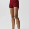 4" nahtlose Modal-Shorts mit gerippter Struktur und High-Waist-Taille – Summer Romance Red