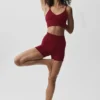 4" nahtlose Modal-Shorts mit gerippter Struktur und High-Waist-Taille – Summer Romance Red