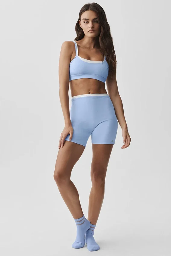 5" Airbrush Double Up Shorts – Helles Provence-Blau/Weiß