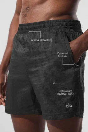 5″ Game Time Ripstop 2-in-1 Shorts – Schwarz/Schwarz