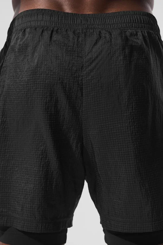 5" Game Time Ripstop 2-in-1 Shorts – Schwarz/Schwarz