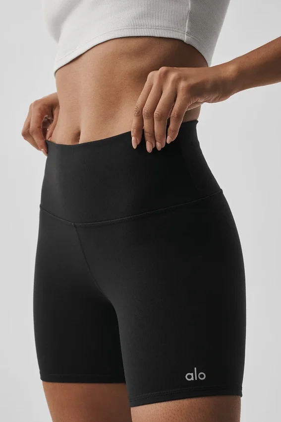 5" High-Waist Airbrush Biker Short – Schwarz