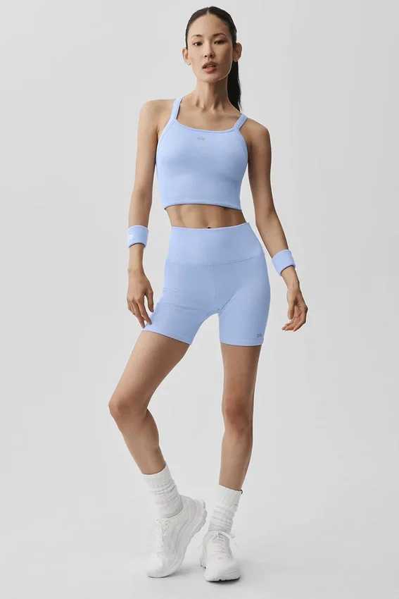 5" Nahtlose gerippte „Favorite“-Shorts – Hellblau „Provence“