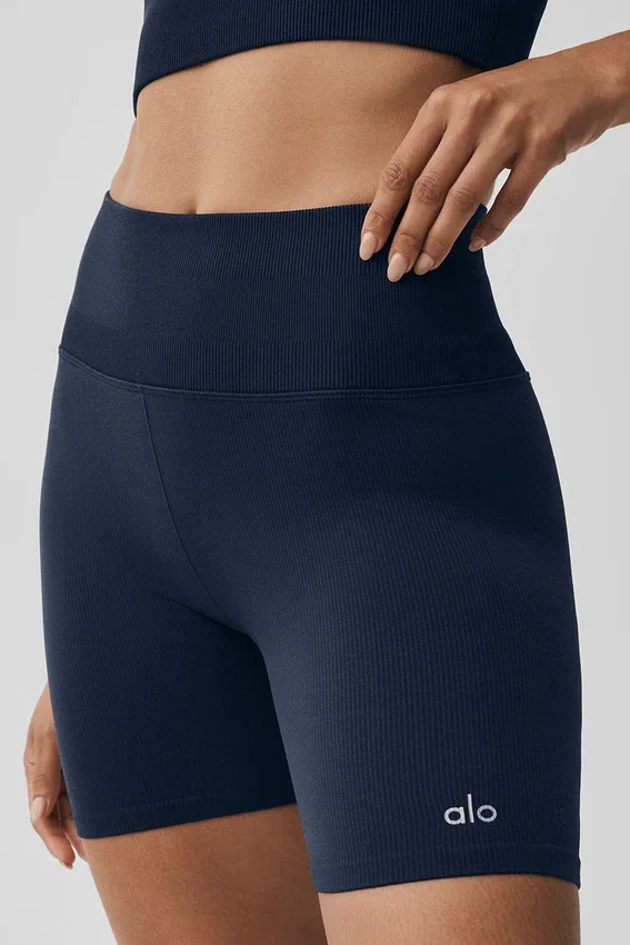 5" Nahtlose gerippte „Favorite“-Shorts – Navy