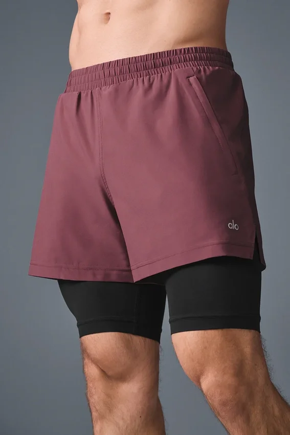 5" Revival 2-in-1 Shorts – Burgunder-Trüffel/Schwarz