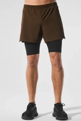 5" Revival 2-in-1-Shorts – Espresso/Schwarz