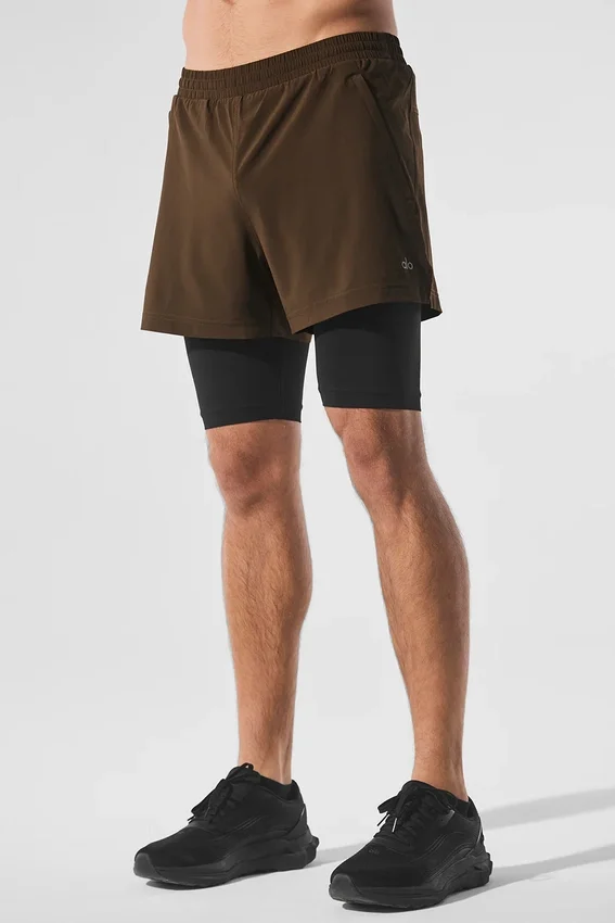 5" Revival 2-in-1-Shorts – Espresso/Schwarz