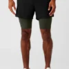 5" Revival 2-in-1-Shorts – Schwarz/Stealth-Grün