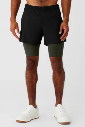 5" Revival 2-in-1-Shorts – Schwarz/Stealth-Grün
