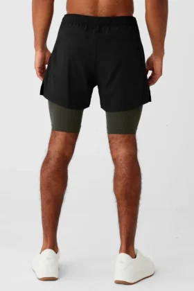 5″ Revival 2-in-1-Shorts – Schwarz/Stealth-Grün