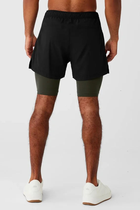 5" Revival 2-in-1-Shorts – Schwarz/Stealth-Grün