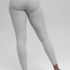 7/8 High-Waist Alosoft Heart Throb Leggings – Athletic Heather Grey/Weiß