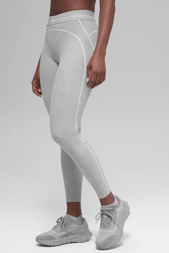 7/8 High-Waist Alosoft Heart Throb Leggings – Athletic Heather Grey/Weiß