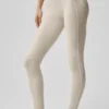 7/8-High-Waist Alosoft Heart Throb Leggings – Oatmeal Heather/Weiß