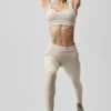 7/8-High-Waist Alosoft Heart Throb Leggings – Oatmeal Heather/Weiß