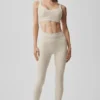 7/8-High-Waist Alosoft Heart Throb Leggings – Oatmeal Heather/Weiß