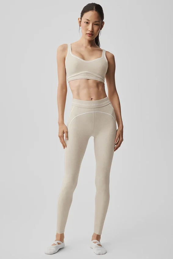 7/8-High-Waist Alosoft Heart Throb Leggings – Oatmeal Heather/Weiß