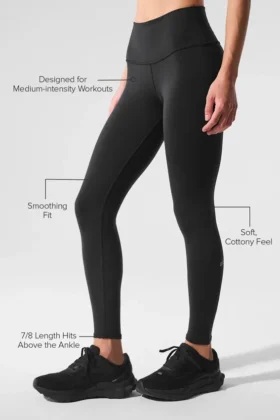7/8-Lange High-Waist Airbrush-Leggings – Schwarz