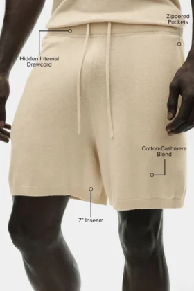 7″ Baumwoll-Kaschmir-Shorts „Ever Soft“ – Sandy Beige