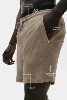 7″ Leinen-Jersey-Shorts „Coastal“ – Gravel