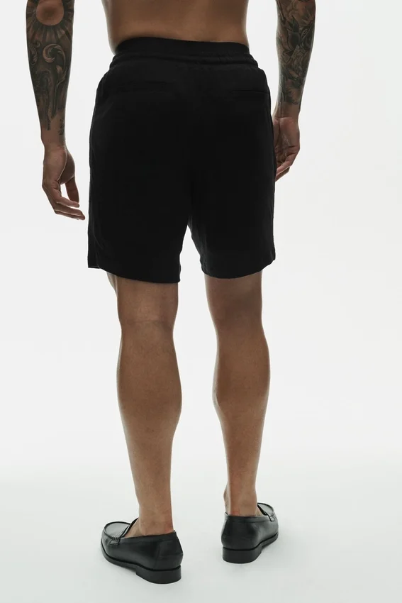 7" Leinen-Jersey-Shorts „Coastal“ – Schwarz