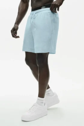 7" Leinen-Jersey-Shorts „Coastal“ – Seaside Blue